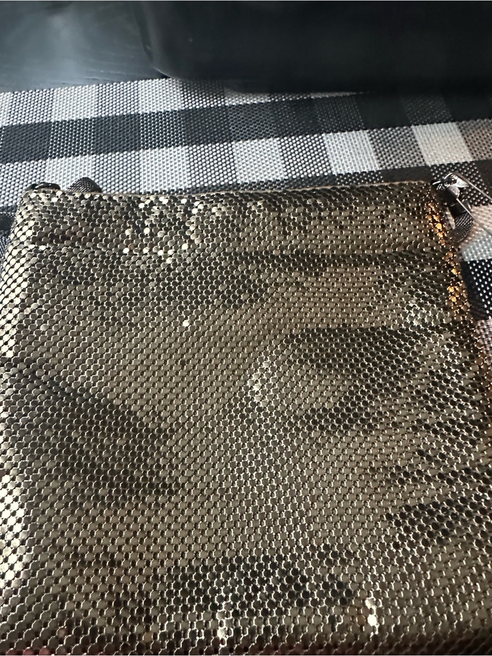 Whiting & Davis Gold Metallic Mesh Mini Clutch
